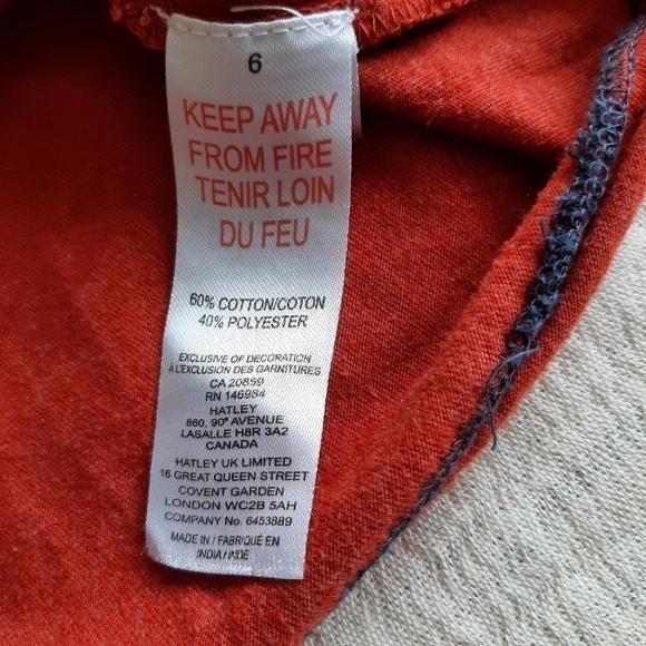 HATLEY t-shirt size 6 - Picture 5 of 9
